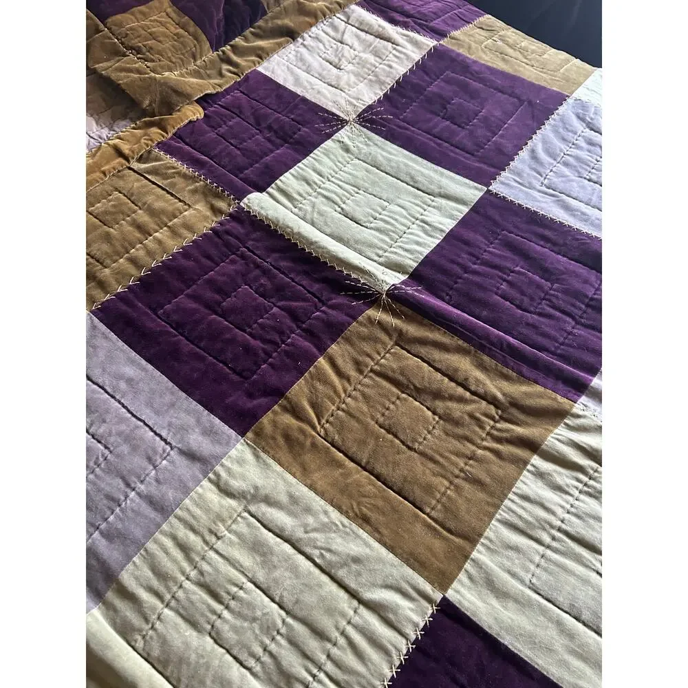 Vintage pottery barn velvet patchwork comforter sham set Cal King